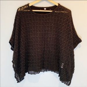 ONLY | Black Crochet Faux-Poncho Top